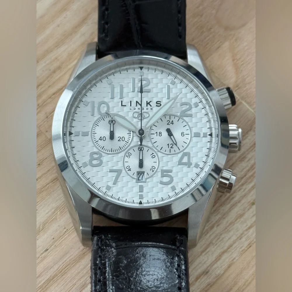 Links of London Chronograph Luxury Men’s Watch Stainless Case White Dial NWOT